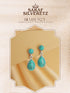 925 Sterling Silver Turquoise Stone Studded Minimal Boho Geometric Drop earrings