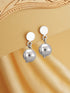 925 Sterling Silver Spherical Ball Drop Minimal Dangler Earrings