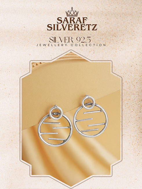 925 Sterling Silver Circular Quirky Statement Drop Minimal Earrings
