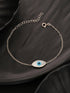 925 Silver Evil Eye Blue Minimal Adjustable Chain Charm Bracelet