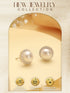 White Rhodium AD & Pearl Studded Classic Minimal Solitaire Studds Earrings