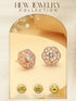 Rose Gold Polished White AD Studded Floral Minimal Solitaire Studds Earrings