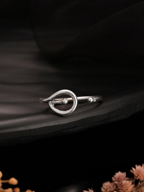 925 Sterling Silver Modern Quirky Minimal Adjustable Finger Ring