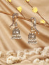 Antique Gold-Toned Parrot Motif Pearl Beaded Handcrafted Jhumka Earrings