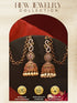 Gold Plated Zircon AD Studded Red Floral Bridal Matil Earchain Earrings