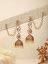 Gold Plated Zircon AD Studded Red Floral Bridal Matil Earchain Earrings