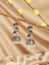 Oxidised Silver Toned Multicolored Handcrafted Leaf Design Dangler Minimal Jhumka Earrings