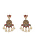 Oxidised Dual Toned Red Stone Pearl Beaded Handcrafted Peacock Filigree Chandbali Earrings