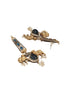 Oxidised Silver Plated Dual Plated Turquoise Blue Pearl Beaded Bull Motif Contemporary Dangle Earrings