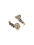 Oxidised Silver Toned Multicolored Handcrafted Leaf Design Dangler Minimal Jhumka Earrings
