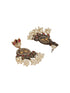 Oxidised Dual Toned Red Stone Pearl Beaded Handcrafted Peacock Filigree Chandbali Earrings