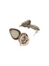 Oxidised Silver-Toned White Stone & Pearl Beaded Teardrop Stone Handcrafted Jhumka Earrings