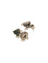 Oxidised Silver Toned Emerald Green AD Zircon & Pearl Beaded Dangler Minimal Jhumka Earrings