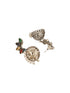 Oxidised Silver Toned Multicolored Handcrafted C Shaped Dangler Minimal Jhumka Earrings