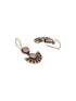 Oxidised Silver Plated Pink Stone Studded Minimal Fan Shaped Fishhook Earrings