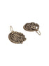 Oxidised Silver Toned Floral Design Minimal Fishhook Drop Earrings