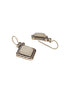 Silver Oxidised Plated White Stone Studded Square Minimal Fish Hook Earrings