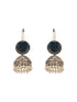 Oxidised Silver Toned Ice Blue Stone Fish Hook Contemporary Jhumka Earrings