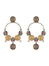 Oxidised Dual Toned Red Stone Pearl Beaded Handcrafted Floral Filigree large Hoop Chandbali Earrings