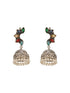 Oxidised Silver Toned Multicolored Handcrafted C Shaped Dangler Minimal Jhumka Earrings