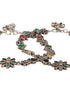 Set of 2 Silver Oxidised Multi Colored Stone Studded Peacock & Flower Minimal Dailywear Anklet Payal