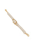 Combo Gold Plated White AD & Pearl Studded Floral Minial Ring, Bracelet With Earrings Jewellery Set