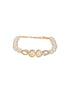 Combo Gold Plated White AD & Pearl Studded Floral Minial Ring, Bracelet With Earrings Jewellery Set