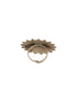 Oxidised Silver Toned Emerald Green Stone Studded Fusion Statement Tribal Adjustable Finger Ring
