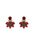 Silver Toned Fiery Red AD Zircon Studded Floral Minimal Earrings