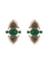 Oxidised Silver Toned Green Stone Studded Unique Pearl Beaded Handcrafted Studds earrings
