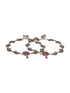 Set of 2 Silver Oxidised Ruby Red Stone Studded Peacock & Flower Minimal Dailywear Anklet Payal