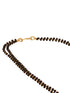 Gold Toned AD Studded Black Beads Studded Designer Floral Mangalsutra Jewellery Set