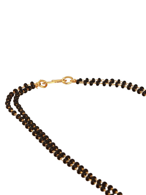 Gold Toned AD Studded Black Beads Studded Designer Solitaire Type Mangalsutra Jewellery Set
