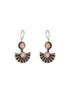 Oxidised Silver Plated Pink Stone Studded Minimal Fan Shaped Fishhook Earrings