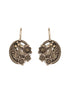 Oxidised Silver Toned Floral Design Minimal Fishhook Drop Earrings