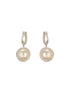 Silver Plated AD Studded Circular Pearl Drop Minimal Bali dangler Earrings