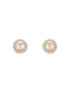 White Rhodium AD & Pearl Studded Classic Minimal Solitaire Studds Earrings