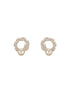 Silver Plated AD & Pearl Studded Floral Minimal Contemporary Studds earrings