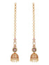 Antique Gold Plated Ruby Red Zircon AD Studded With Matil Earchain Earrings