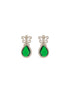 Silver Plated Emerald Green AD Studded Floral Statement Necklace Jewellery Set