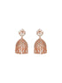 Rose Gold AD Studded Statement Designer With Classic Jhumka Earrings Necklace Jewellery Set