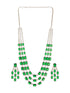 Silver Plated Emerald Green AD Studded Layered Statement Necklace Jewellery Set