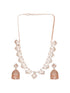 Rose Gold AD Studded Statement Designer With Classic Jhumka Earrings Necklace Jewellery Set