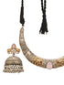Oxidised Silver Plated Fusion Contemporary Elephant Motif Statement Hasli With Jhumka Jewellery Set