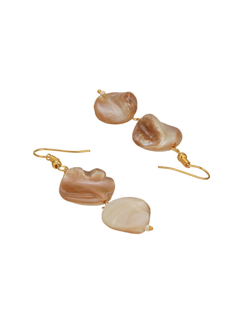 Beige Natural Stoned Beaded Embedded Double Layered Trendy Maala Necklace jewellery Set