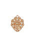Gold Plated Uncut Polki Kundan Mossanite Studded Designer Floral Adjustable Finger Ring