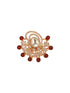 Gold Plated Kundan Red Beads Studded Floral Adjustable Cocktail Finger Ring