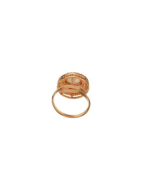 Gold Plated Incut Kundan Mossanite Studded Minimal Bridal Adjustable Handcrafted Finger Rings