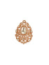 Gold Plated Kundan Moissanite Studded Filigree Luxe Tilak Shaped Cocktail Finger Ring