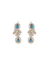 Silver Toned Sapphire Blue AD Studded Floral Delicate Statement Jewellery Set